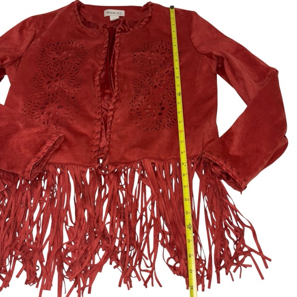 Ariat Women's Size M. Faux Suede Red/Rust Fringe Jacket Western Rodeo Concert - Picture 3 of 6